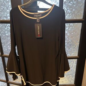 Frank Lyman Design Black and White Ruffled Bell Sleeve Blouse/Matching Pants